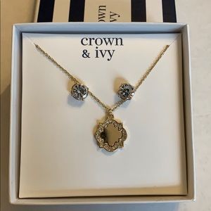 Cubic Zirconia Earrrings and Necklace Set.  NIB
